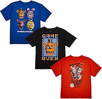 Five Nights at Freddy’s Character Art 3-Pack Boy’s Crew Neck Short Sleeve T-Shirt Combo Set