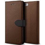 iPhone 6S Case Lific Saffiano DiaryBrownBlack - Card SlotFlipHeavy DutyKickstandSlim FitWallet - For Apple iPhone 6 and iPhone 6S 47 Devices