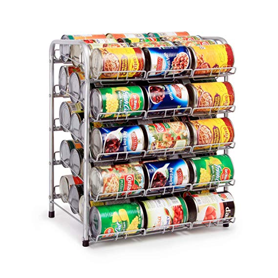 Kitchen Can Rack Stackable Silver Pantry Organizer (5-Tier)