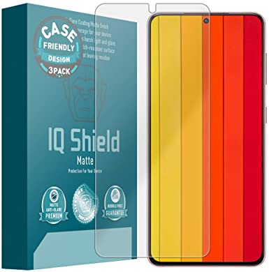 IQ Shield Matte Screen Protector Compatible w/Samsung Galaxy S21 (6.2 inch)(Case Friendly)(3-Pack)[Works with Fingerprint Scanner] Anti-Glare Anti-Bubble Film