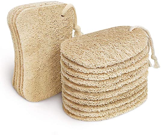 Kitsure Sponges for Kitchen, 15 Pcs Dish Sponge with 2 Designs for Cleaning, Luffa Sponges Efficiently Remove Oil Stain, Natural Sponge 100% Plant-Based Fibers, Biodegradable and Zero Waste