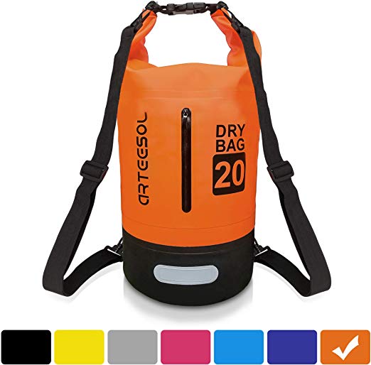 Arteesol Dry Bag, IP66 100% Waterproof Backpack Bag with Waist Strap for Beach Swim Kayaking Hiking - Protect Camera Cash Document From Water and Dirt
