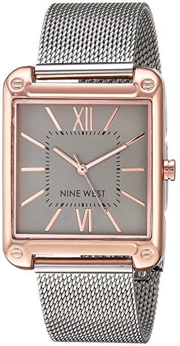 Nine West Women's  Rose Gold-Tone and Silver-Tone Mesh Bracelet Watch