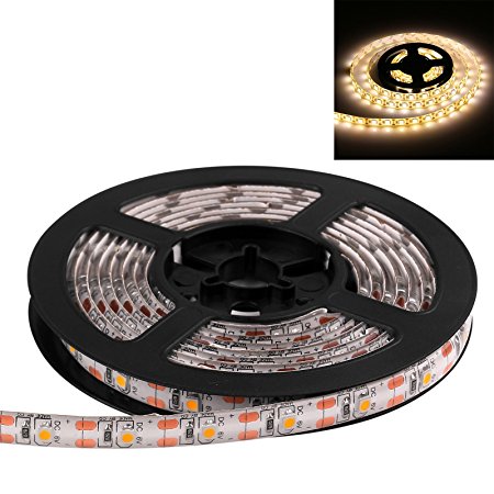 Sunsbell Led Strip Lights Battery Powered Waterproof LED Light Strips SMD 3528 LED Ribbon Light With Control Box (200cm/6.56ft, Warm White)