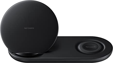 Samsung Wireless Charger DUO, Fast Charge Stand & Pad, Universally Compatible with Qi Enabled Phones and Select Watches (US Version), Black