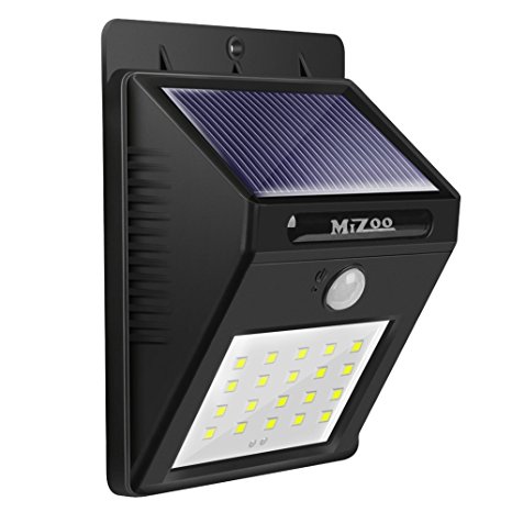 MIZOO Wall Light Solar Powered Wireless Ultra Bright 20 LED Waterproof Motion Sensor Light for Porch Patio (1-Pack)