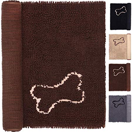 NJSBYL Bath Rug Mats Chenille Doormat Water Absorbent Machine Washable/Dry 26" x 36" Brown Area Rugs for Bathroom Pet Dog Cat