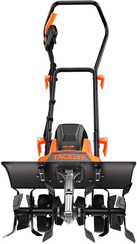 TACKLIFE Electric Tiller, 13.5-amp Tiller, Removable Blade, 18 Inch /12.5 Inch Tilling Width, 8 Inch Working Depth, Adjustable Wheels, Foldable Handle, Manganese Steel Tines