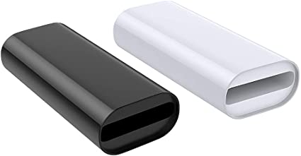 MoKo Charging Adapter Compatible with Apple Pencil 1st, Connector Charger Cable Compatible with iPad Air 3 / iPad Mini 5 2019 / iPad Pro 12.9 10.5 9.7 Pen Accessories, (2 Pack, Black & White)