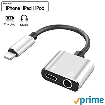 for iPhone Headphone Jack Adapter for iPhone Xs/Xs Max/XR/ 8/8 Plus / 7/7 Plus Headphone Splitter Adapter for iPhone Dongle 2 in 1 Chargers & Audio Connector Charger Cable Support All iOS System