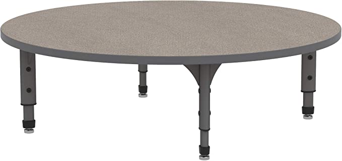 Marco Group 48" Round Shaped Floor Table, Legs Adjust from 12"- 15", Pewter Mesh-Top, Gray