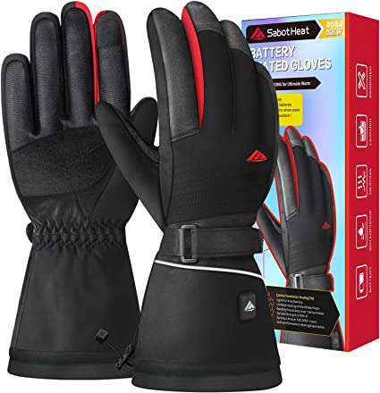 SabotHeat 2022 Upgrade Heated Gloves - Instant Heat 3000mAh Electric Heating Gloves, 4 Temperature Settings Heated Gloves for Men Women, Washable Winter Gloves for Skiing Motorcycling Hiking