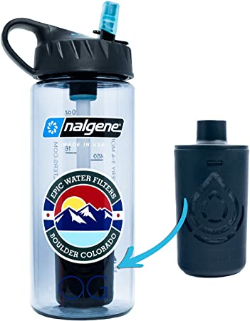 Epic Nalgene OG | Water Bottle with Filter | USA Made Bottle and Filter | Dishwasher Safe | Filtered Water Bottle | Travel Water Bottle | BPA Free Water Bottle | Removes 99.99% Tap Water Impurities