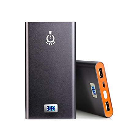 Intocircuit 12000mAh Portable Dual-Port Power Bank - Gray / Orange