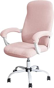 FORCHEER Office Chair Cover Water Repellent Jacquard Armrest Swivel Chair Slipcovers Removable Stretch Universal Computer Chair Cover L with Chair Arm Cover 2P-Pink