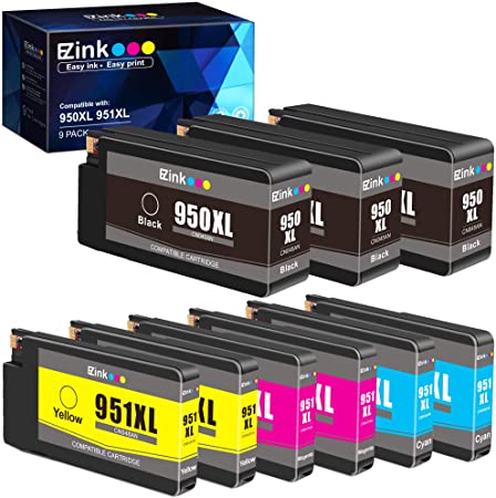 E-Z Ink (TM) Compatible Ink Cartridge Replacement for HP 950XL 951XL 950 XL 951 XL to use with OfficeJet Pro 8610 8600 8615 8620 8625 8100 276dw 251dw(3 Black, 2 Cyan, 2 Magenta, 2 Yellow, 9 Pack