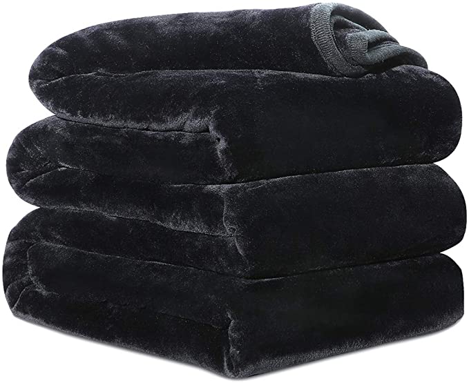 Fleece Blanket Queen King Twin Throw Size Soft Summer Cooling Breathable Luxury Plush Travel Camping Blankets Lightweight for Sofa Couch Bed (Black, California King (102" x 108"))