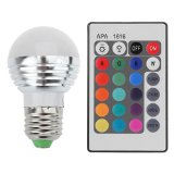 Lightahead E27E26 Standard Screw Base 16 Colors Changing Dimmable 3W RGB LED Light Bulb with IR Remote Control Mood Ambiance Lighting Round Top