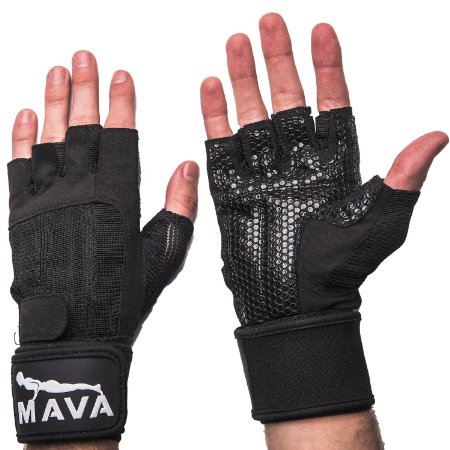 Mava Sports Workout Gloves with Wrist Support and Silicone Padding