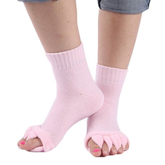 Flesser Yoga Sports GYM Five Toe Separator Socks Alignment Pain Health Massage Socks