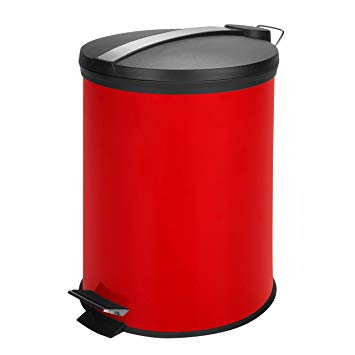 Honey-Can-Do TRS-05250 12L Step Trash Can Stainless, Red