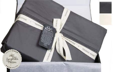 Thomas Gene, 100% Egyptian Cotton - Luxury - 1000 Thread Count - Deep Pocket - Sateen - Sheet Set (King, Charcoal)