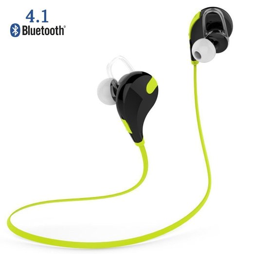 [Upgrade Version]COOLEAD® Bluetooth 4.1 Wireless Headset Stereo Jogger, Running, Sport Headphones Earbuds with Mic Hands-free Calling, AptX for iphone 6, 6 Plus, 5 5c 5s 4s ipad, LG G2, Samsung Galaxy S5 S4 S3 Note 3 and Other Android Cell Phones (Green)