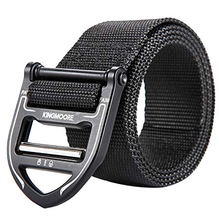 KingMoore Tactical Belt, Military Style Webbing Riggers Nylon Belt with Heavy-Duty Metal Buckle