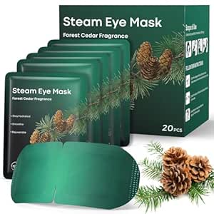 20-Pack Christmas Gift Steam Eye Masks for Dry Eyes, Warm Eye Mask, Relief Eye Fatigue & Dark Circle, Heat Sleep Eye Mask for Puffy Eyes, Disposable Eye Mask, Stocking Stuffers for Women Men, Cedar