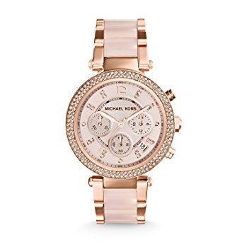 Michael Kors Mid-Size Rose Goldtone/Stainless Steel Parker Three-Hand Glitz Watch