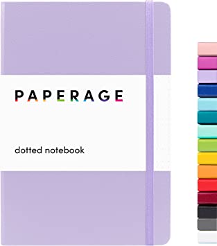 PAPERAGE Dotted Journal Notebook, (Lavender), 160 Pages, Medium 5.7 inches x 8 inches - 100 gsm Thick Paper, Hardcover