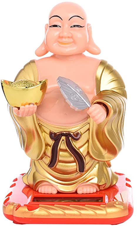 Dashboard Toy Solar Powdered Buddha Statue Flip Flap Pot Swing Toy Car Home Office Ornament