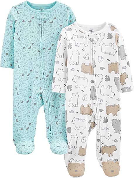 Simple Joys by Carter's Unisex-Baby Neutral 2-Pack Cotton Footed Sleep and Play