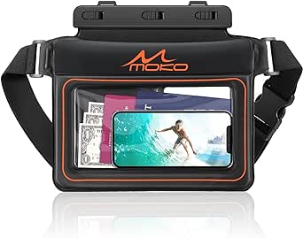 MoKo Waterproof Phone Pouch Pack, Floating Large Capacity Dry Bag for Kayaking Snorkeling Swimming, Compatible with iPhone 15 14 13 12 11 Pro Max X/Xr/Xs Max, Galaxy S23 Ultra/Note 20 Ultra