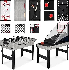 Best Choice Products 13-in-1 Combo Game Table Set for Home, Game Room, Friends & Family w/Ping Pong, Foosball, Basketball, Air Hockey, Archery, Chess, Checkers, Shuffleboard, Bowling