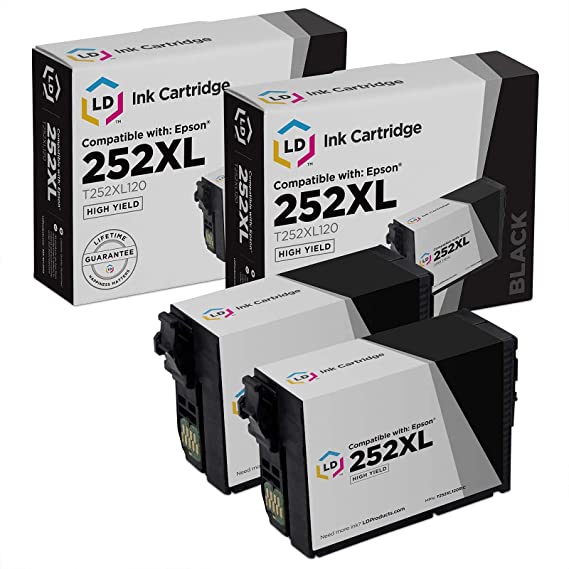 LD Remanufactured Ink Cartridge Replacements for Epson 252XL T252XL120 High Yield (Black, 2-Pack)