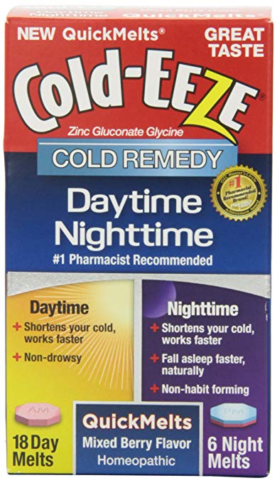Cold-Eeze Daytime/Nighttime Quickmelt Tablets, Mixed Berry Flavor, 24 Count