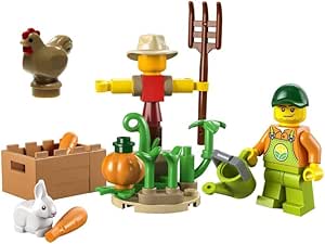 LEGO City Farm Combo Pack: Farm Garden and Scarecrow Polybag (30590) and Brown Chicken