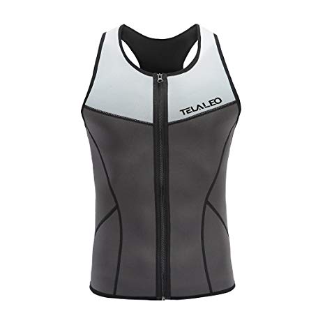 TELALEO Mens Waist Trainer Sauna Vest for Weightloss Hot Neoprene Compression Sweat Vest Body Shaper Zipper Slimming Sauna Tank Top Workout Shirt
