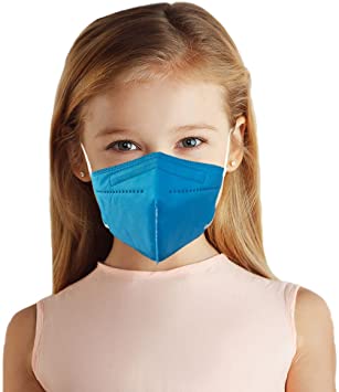 5 Layer Protection Breathable Kids Face Mask (Sapphire Blue) - Made in USA - Designed for Children | Filtration&gt;95% with Comfortable Elastic Ear Loop | Bandanna Replacement (20 pcs)