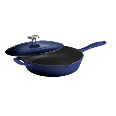 Tramontina Enameled Cast Iron Covered Skillet, 10-Inch, Gradated Cobalt