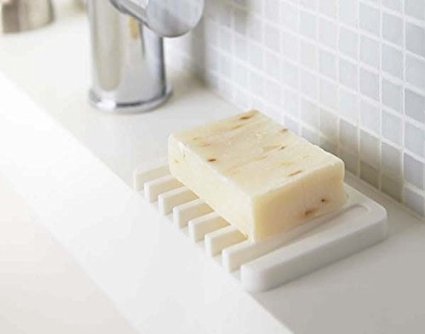 FUGAMI Silicone Soap Tray / Soap Holder / Soap Dish (WHITE 2-PACK)
