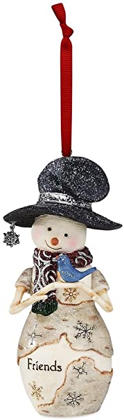 The Pavilion Gift Company Snowman Holding Bluebird Ornament, 4-1/4-Inch