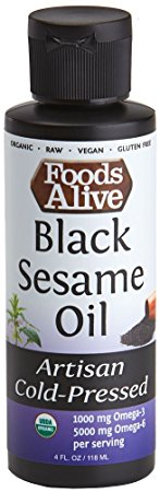 Black Sesame Seed Oil, Artisan Cold-Pressed, Organic, 4oz