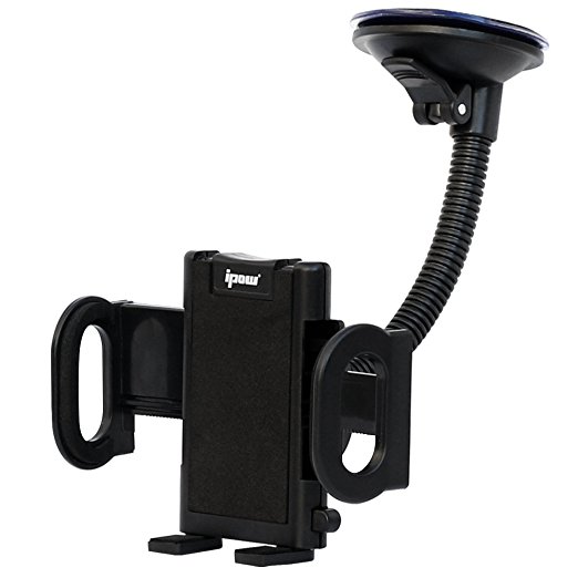 IPOW Universal Long Arm Dashboard Windshield Cell Phone Holder Mount for iPhone 6 6s Plus 5s Samsung Galaxy S7 S6 Edge S6 S5 S4 Note 5 4 HTC M9 M8 LG4 3 Nexus 6 5 fire phone and other Smartphones