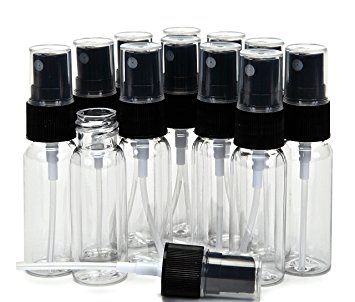 Vivaplex, 12, Clear, 20 ml, Plastic Bottles, with Black Fine Mist Sprayers