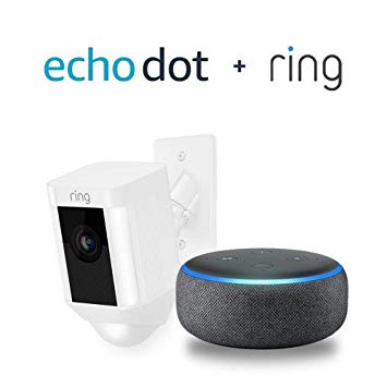 Ring Spotlight Cam Mount HD Security Camera - White with Echo Dot (3rd Gen) - Charcoal