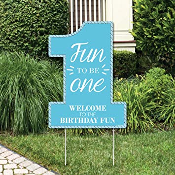 Big Dot of Happiness 1st Birthday Boy - Fun to be One - Party Decorations - First Birthday Party Welcome Yard Sign