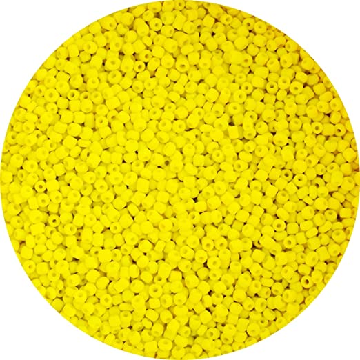 Glass Seed Beads Opaque Pony Bead 6/0 4mm 200gram 0.45LB 2300pcs Yellow Mini Spacer Beading DIY for Wrist Bracelet Earring Necklace Jewelry Making Art Craft Decoration Accessories (Yellow, 6/0 (4mm))