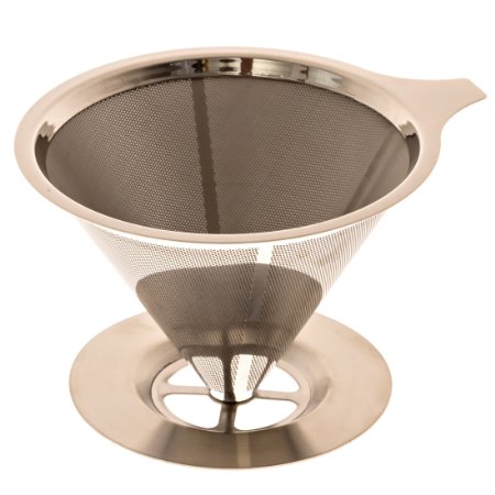 Paperless Pour Over Coffee Dripper - Stainless Steel Durable, Heat Resistant, Reusable Filter Cone & Dishwasher Safe Coffee Brewer - Control The Brewing Process With The Best Pour Over Coffee Maker